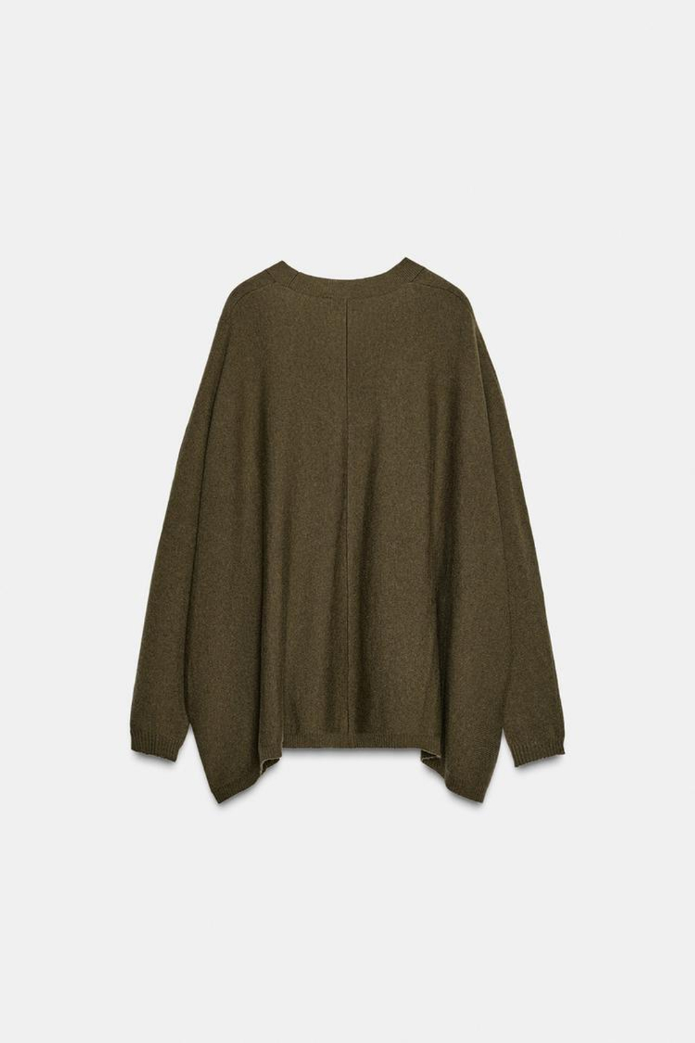 ZARA СВИТЕР ОВЕРСАЙЗ ИЗ СМЕСОВОЙ ШЕРСТИ, ЗЕЛЕНЫЙ