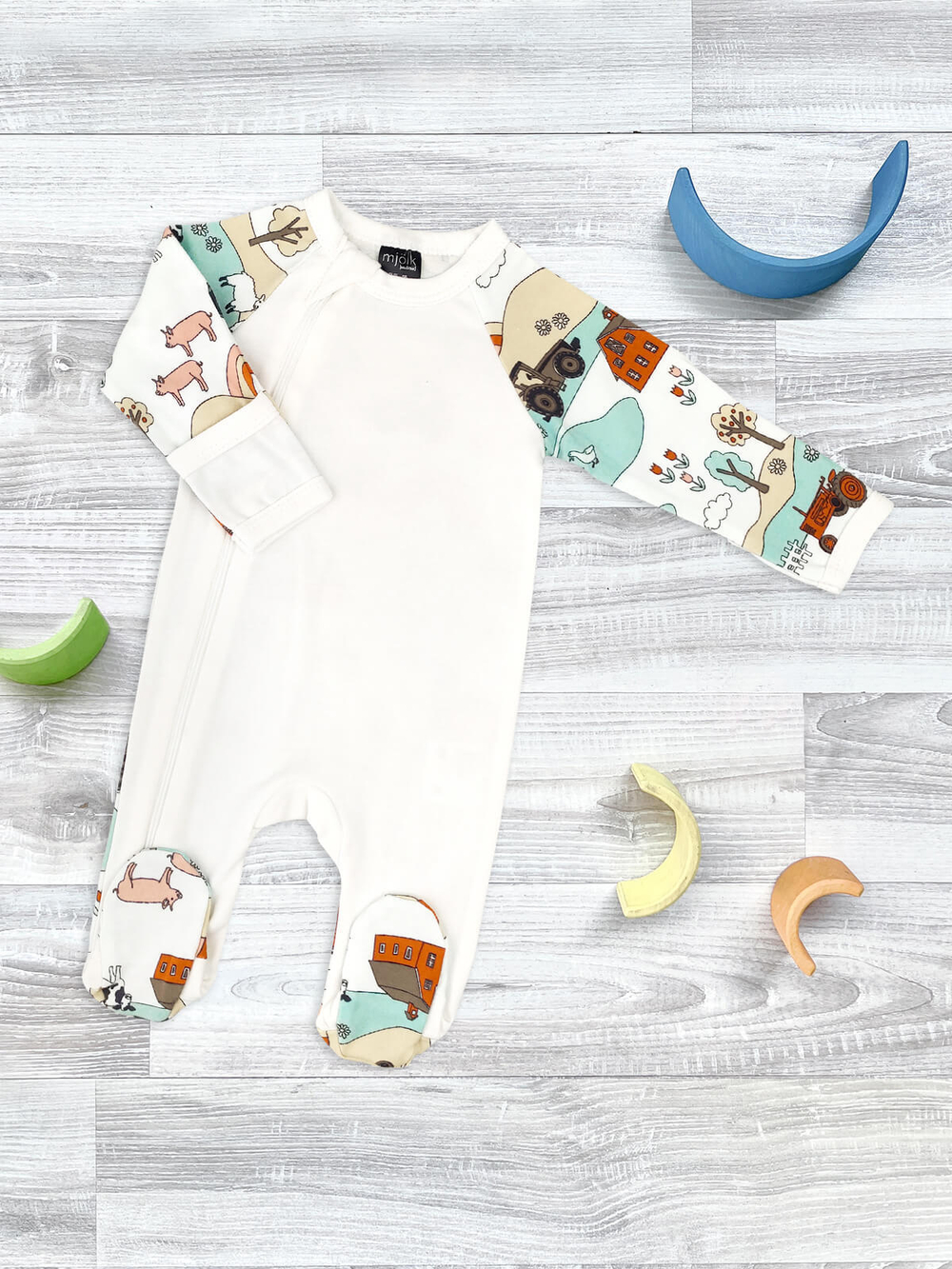 Комбинезон Mjölk Sleep and Play Ферма, с рукавом реглан