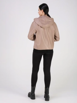 Кожаная куртка демисезонная с капюшоном