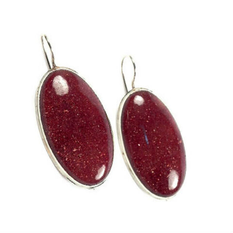 Серьги "Паллада" авантюрин коричневый