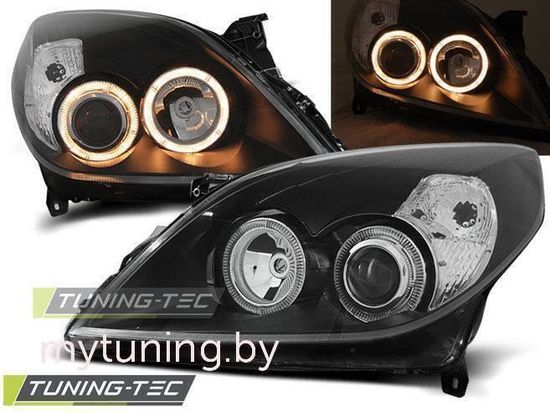 Передние фары Opel Vectra C angel eyes black