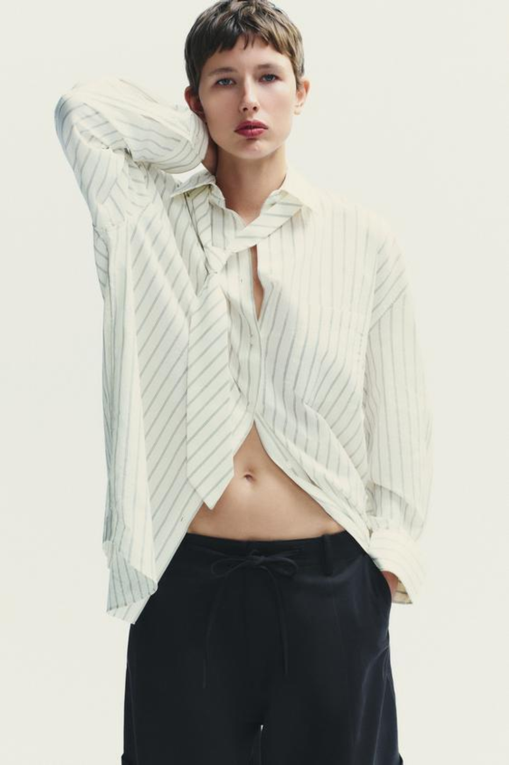 ZARA БРЮКИ-БАЛЛОНЫ КАРГО, ЧЕРНЫЙ