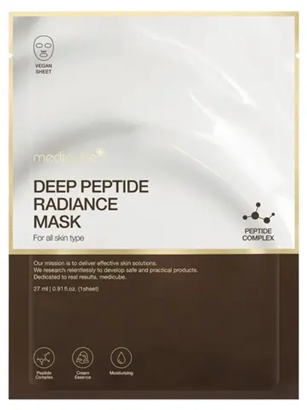 Medicube Омолаживающая тканевая маска с пептидами для сияния кожи Deep Peptide Radiance Mask 27 гр