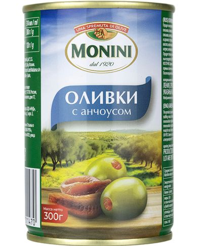 Оливки Monini с анчоусом, 300 г