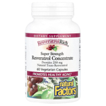 Natural Factors, ResveratrolRich, супер сильный концентрат ресвератрола, 60 растительных капсул