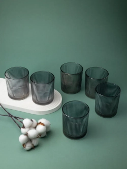 Набор ребристых бокалов для виски, 350 мл. 6 шт. черные