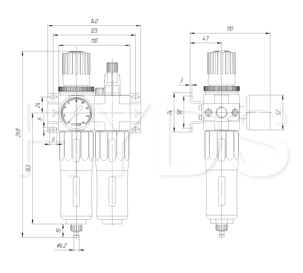 FRC-3/8-D-MIDI Блок подготовки воздуха G3/8, 16 бар