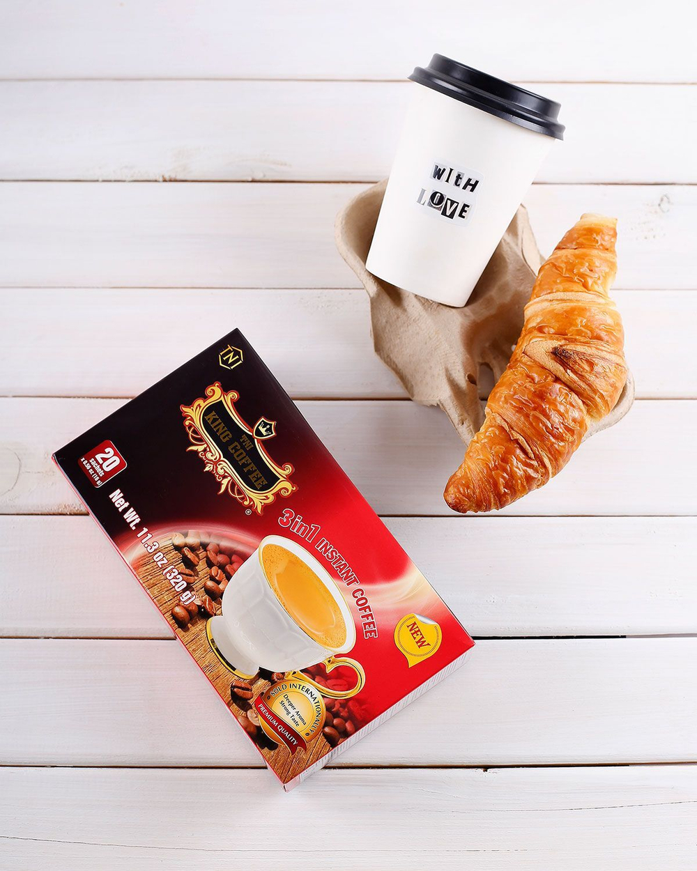 Вьетнамский растворимый кофе 3 в 1 King coffee instant, в коробке (20 стик, 16г)