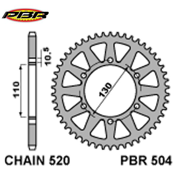 PBR 50446L звезда задняя (ведомая), 46 зубьев