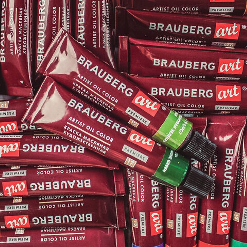 Краски масляные художественные BRAUBERG ART PREMIERE, 24 цв по 12 мл, проф. серия, в тубах, 191457