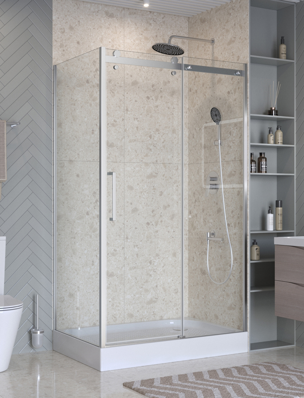 Душевой уголок BelBagno MARINO-2-AH-1-130/80-C-CR 130х80см профиль хром, стекло прозрачное