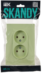 SKANDY Розетка 2-местная без заземления без защитных шторок 10А в сборе SK-R10G мятный IEK