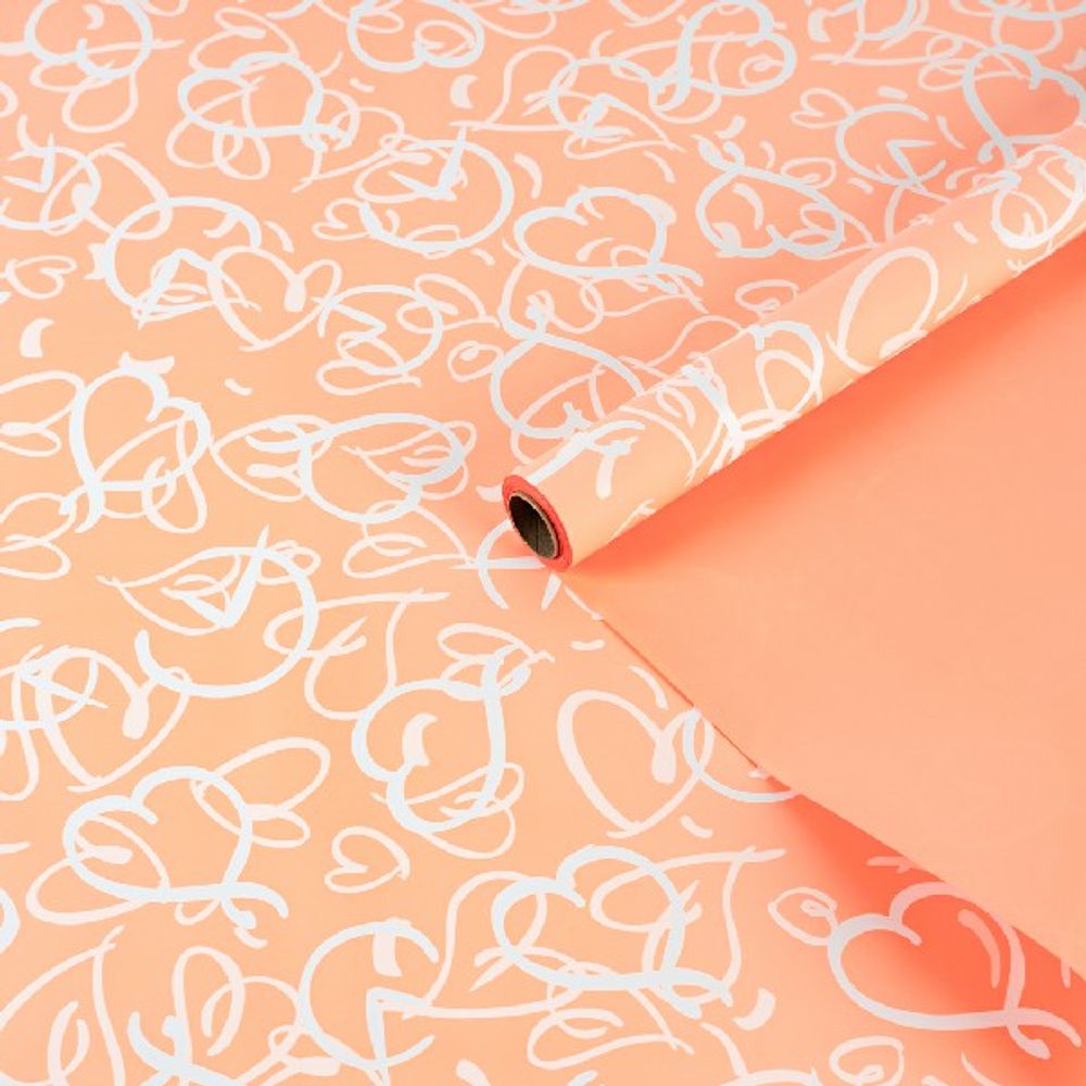 Пленка матовая "Сплетение сердец" Персик 57см*10м