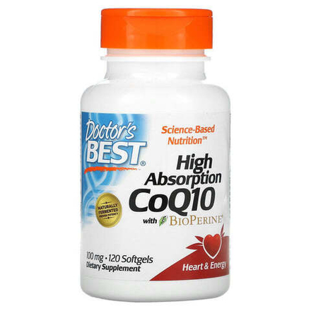 Doctor's Best, Коэнзим Q10 100 мг, High Absorption CoQ10 with BioPerine 100 mg, 120 капсул