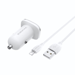 Автомобильное зарядное устройство Borofone BZ12 2.4A 2xUSB + кабель Lightning White