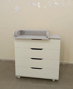 Пеленальный комод ИНКАНТО-ЮГ ,белый, белый\дуб, серый