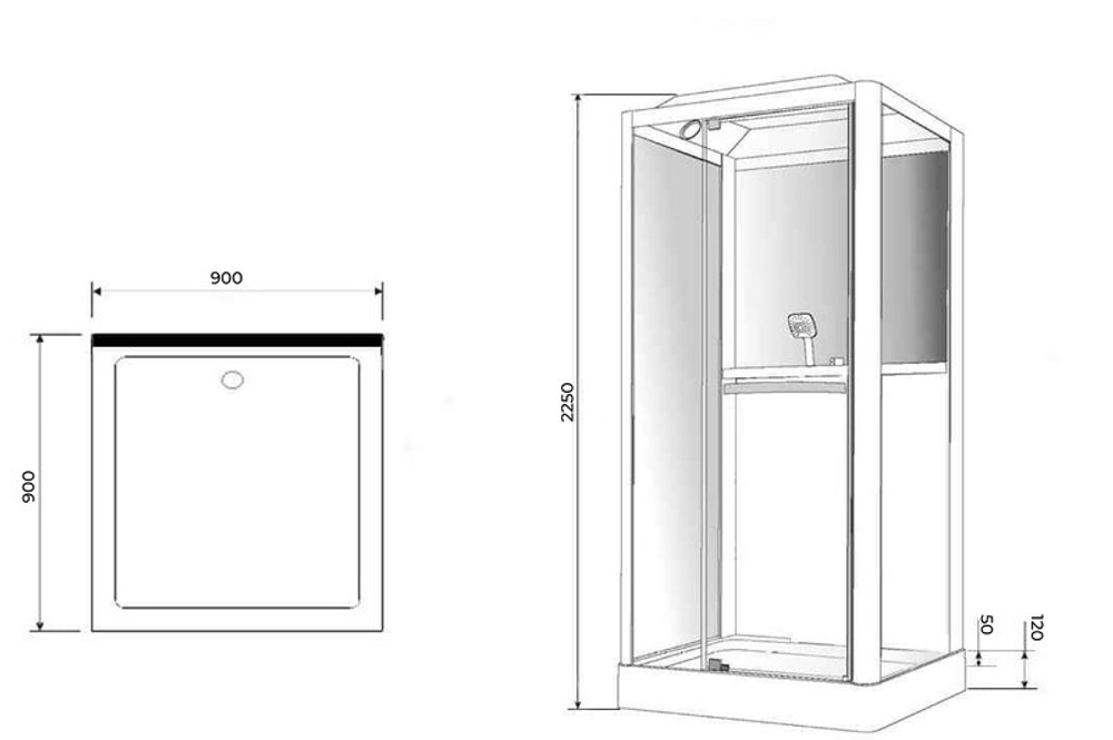 Душевая кабина Grossman Alba GR121(L) (90x90x225) дверь распашная,3 места