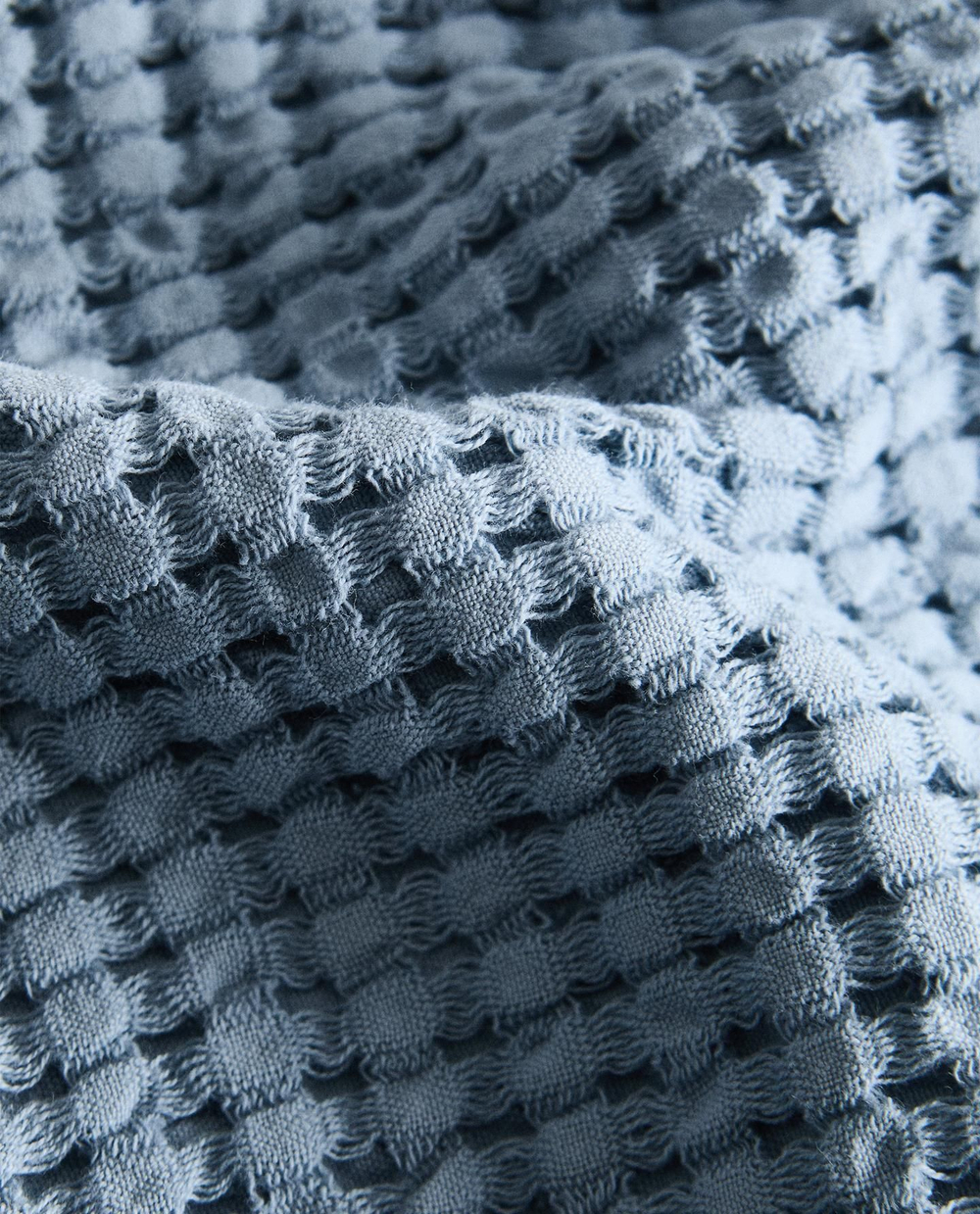 Zara Home - Толстое банное полотенце с вафельной текстурой, синий, 50х90 см