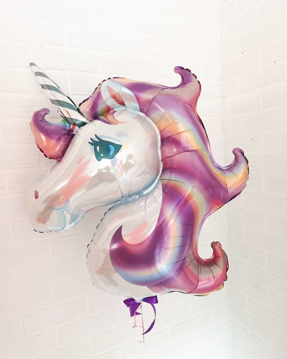 шар единорог голова сиреневый 