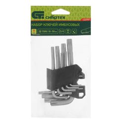 Набор ключей имбусовых Torx-Tempered, TT10-50, CrV, 9 шт. Сибртех