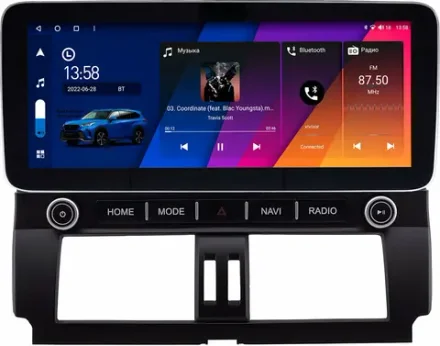 Магнитола для Toyota Land Cruiser Prado 150 2014-2017 - Canbox H-Line 0074 монитор 12.3" QLED в стиле MERCEDES на Android 10, ТОП-процессор, CarPlay, 4G SIM-слот