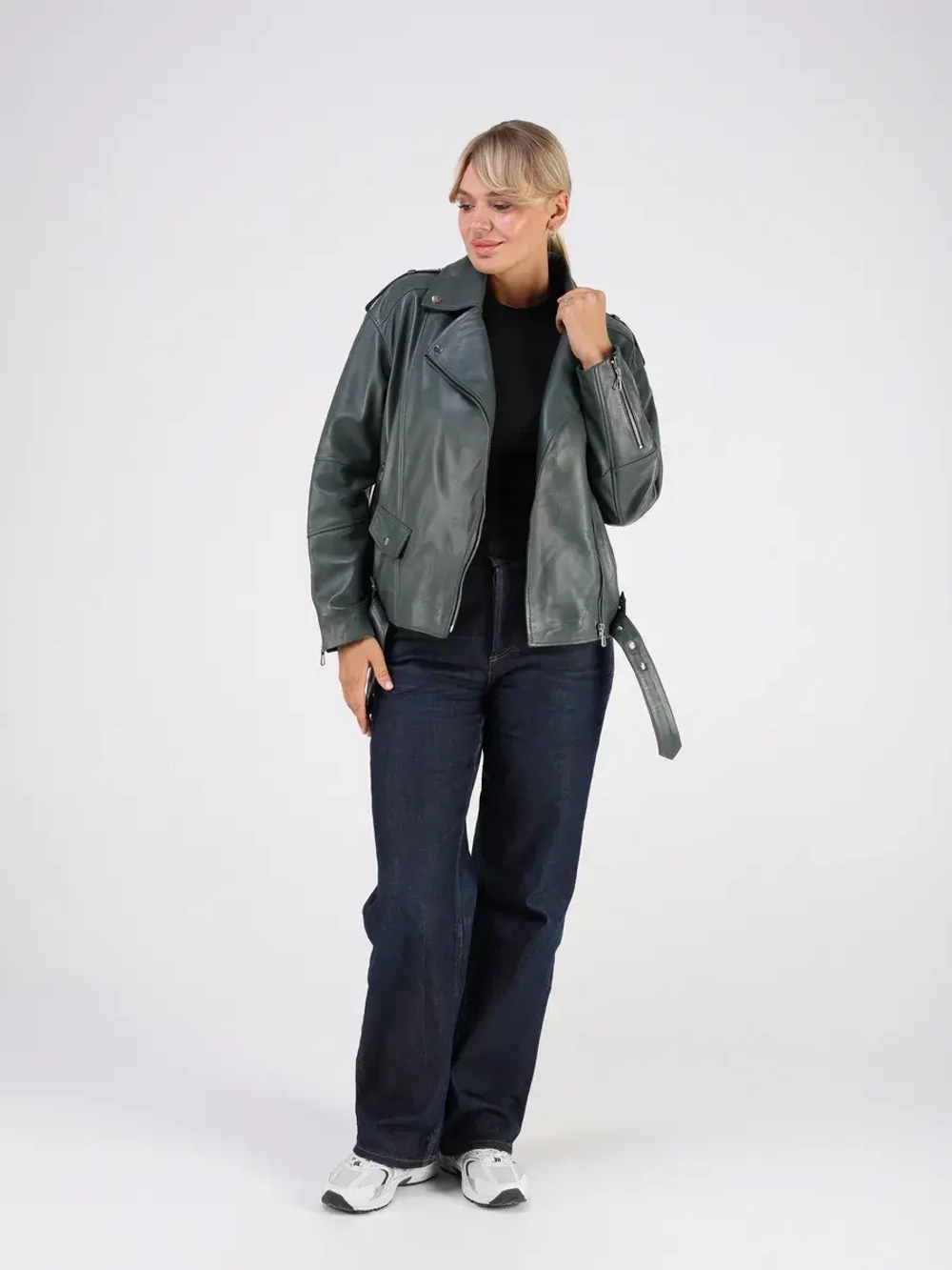 Кожаная куртка демисезонная косуха оверсайз