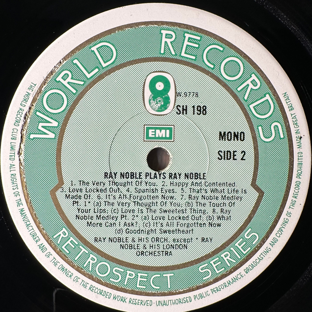 Ray Noble And His Orchestra ‎– Ray Noble Plays Ray Noble (Англия 1975г.)