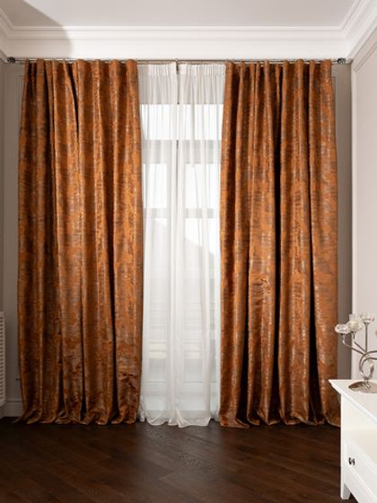 Ткань Портьера 260x275 Garda Decor Bromley оранжевая Оранжевый