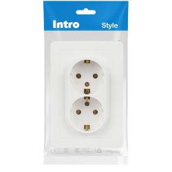 Розетка Intro Style 7-205-01 двойная с заземлением 2X2P+E Schuko, 16А-250В, IP20, СУ, белый