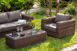 "Барселона" лаунж-зона из искусственного ротанга, цвет соломенный