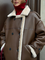 Дубленка миди шоколад