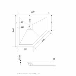 Поддон Grossman Strong GR-S19090D трапеция белый (90*90*2,5)