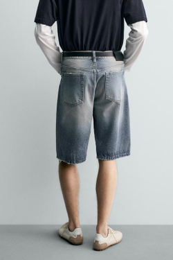 ZARA ДЖИНСОВЫЕ ШОРТЫ BAGGY FIT, СИНИЙ