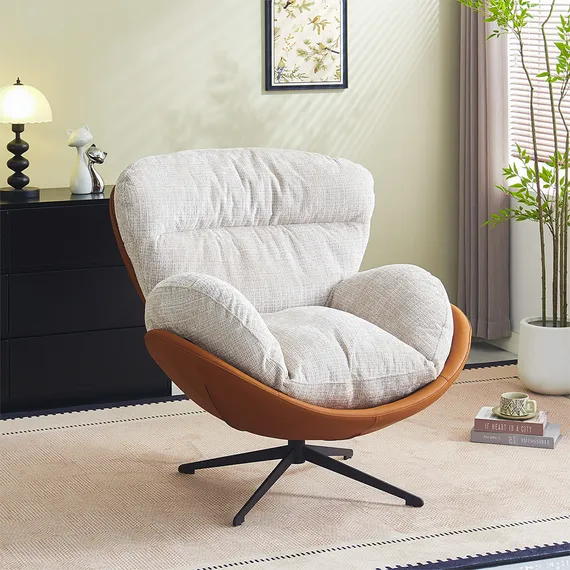 Кресло Tiron, серый шенилл, оранжевая экокожа