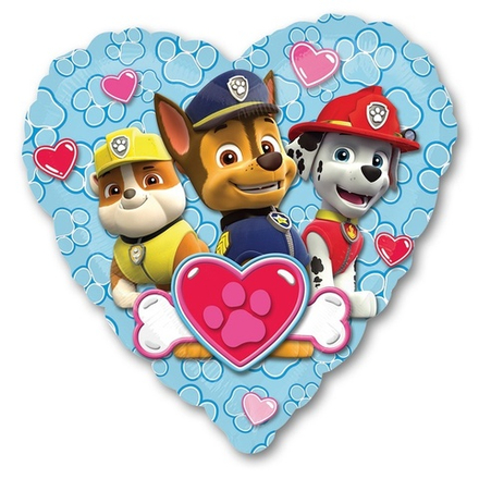 Шар Сердце "Щенячий Патруль сердце голубое" 45 см