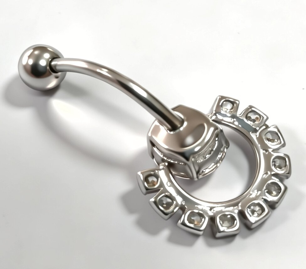 Ювелирный пирсинг из серебра 925 пробы с фианитами