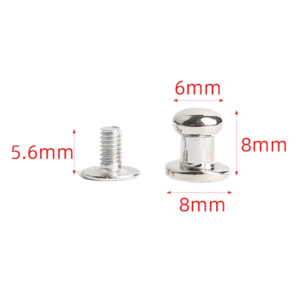 Заклепки (5шт) круглые 8х8мм на винте для ремней, декора обуви, одежды, бижутерии.