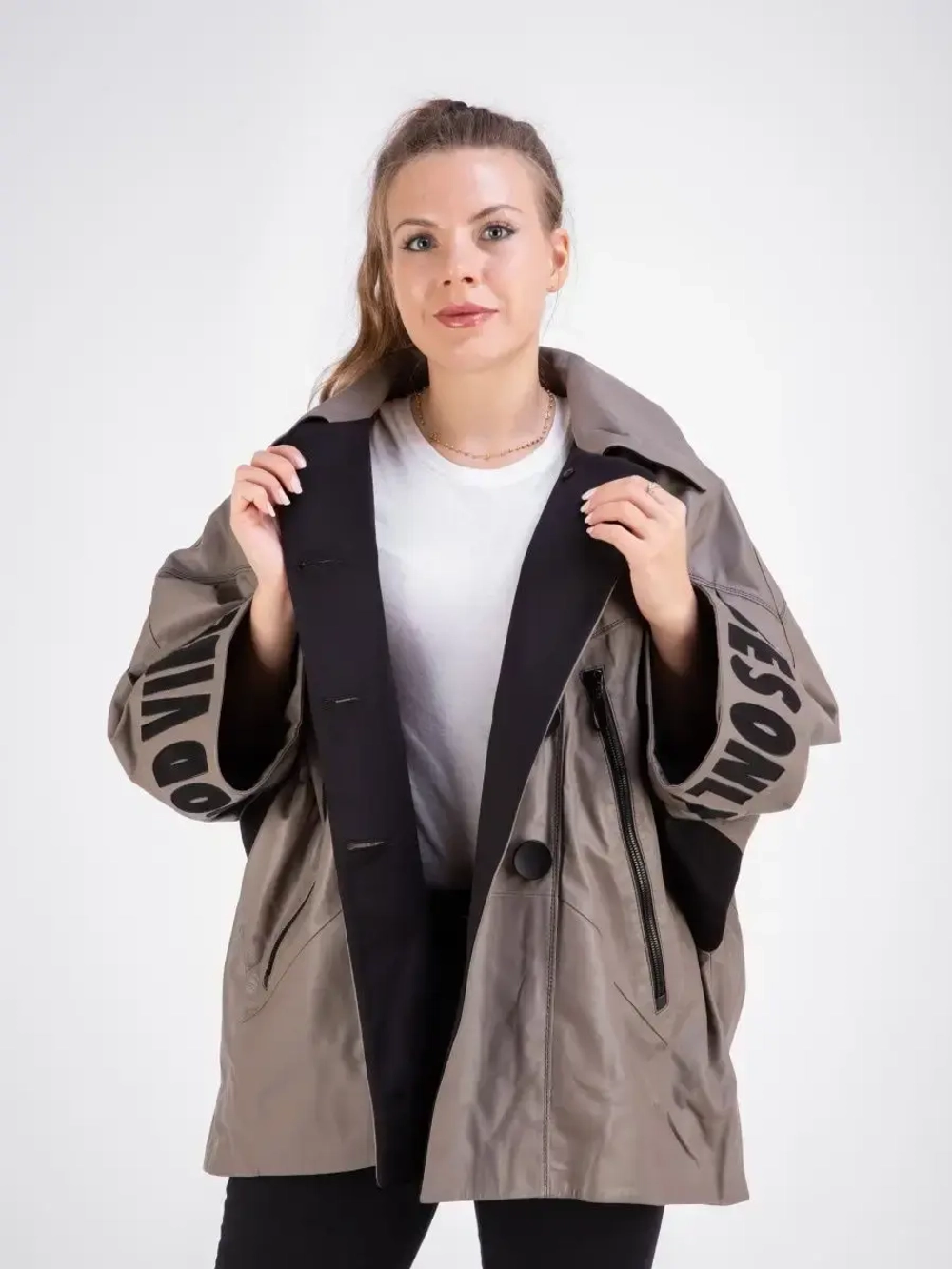 Куртка кожаная из натуральной кожи оверсайз Турция