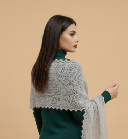 Оренбургский пуховый палантин П3-15050-01 белый отбеленный