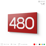 Номер на дверь 480, табличка на дверь для офиса, квартиры, кабинета, аудитории, склада, красная 120х70 мм, Айдентика Технолоджи
