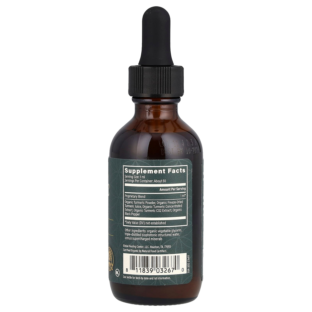 Global Healing, необработанный травяной экстракт, куркума, 59,2 мл (2 жидк. унции)