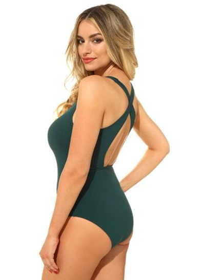 Совместный купальник с застежкой-молнией на лифе Sorrento (Размер: C/XXL) (Цвет: зеленый)