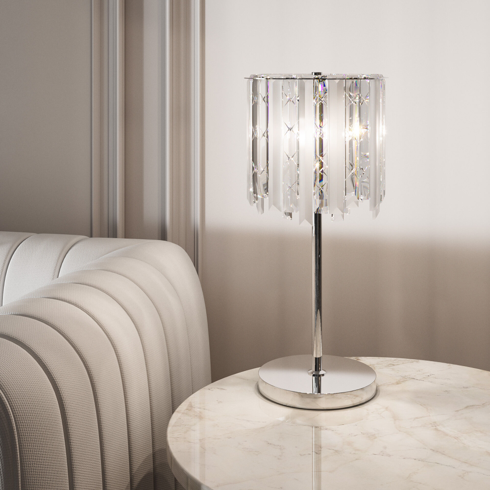 Настольный светильник с хрусталем 108011 хром