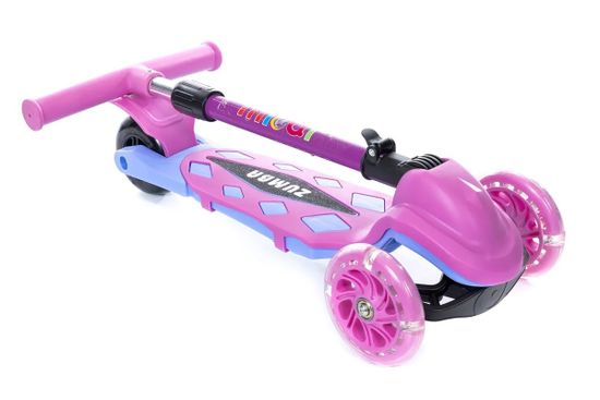 Самокат трехколесный со светящимися колесами Micar Zumba 2022 розовый