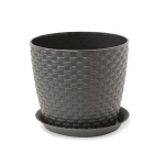 Кашпо РОТАНГ D180мм 3л с поддоном коричневый ротанг 0,158,18х0,18м (комплект 24 шт)