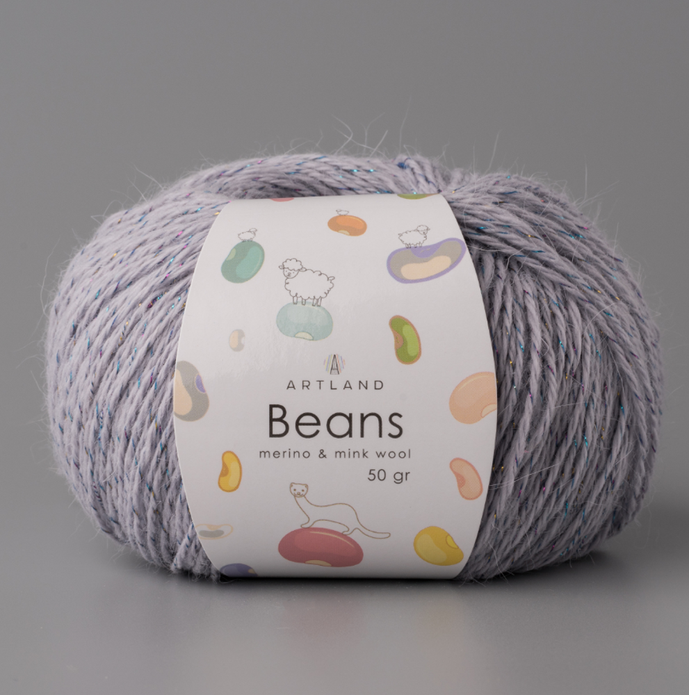 Пряжа &quot;Beans&quot;, 5% шёлк, 20% мериносовая шерсть, 30% нейлон, 45% норка, 50гр-240м, (1уп=5шт), серо-голубой