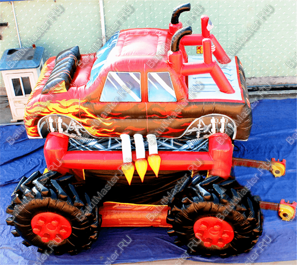 Коммерческий надувной батут "Машина монстр" с крышей