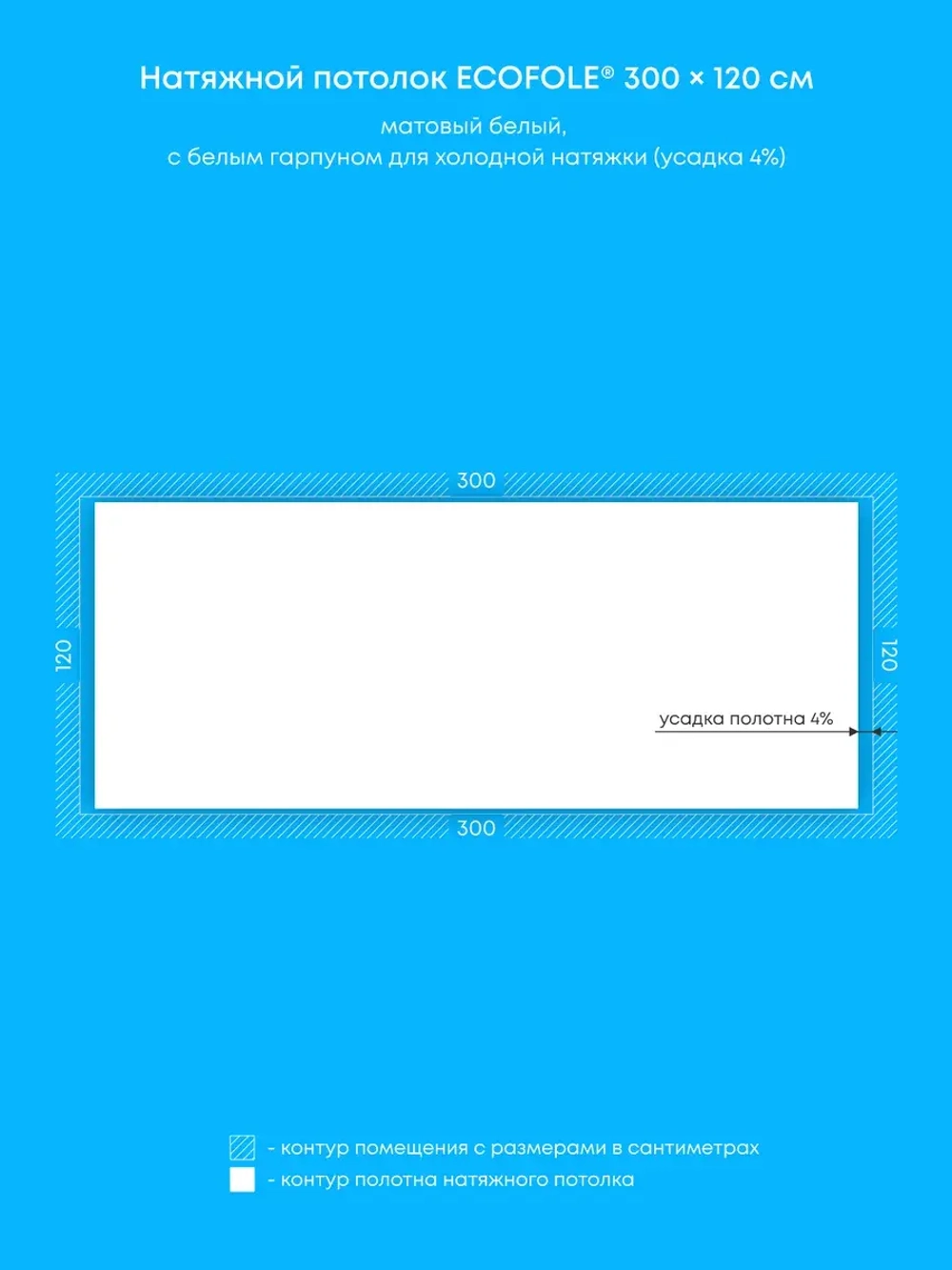 Матовый натяжной потолок 3.6 м2