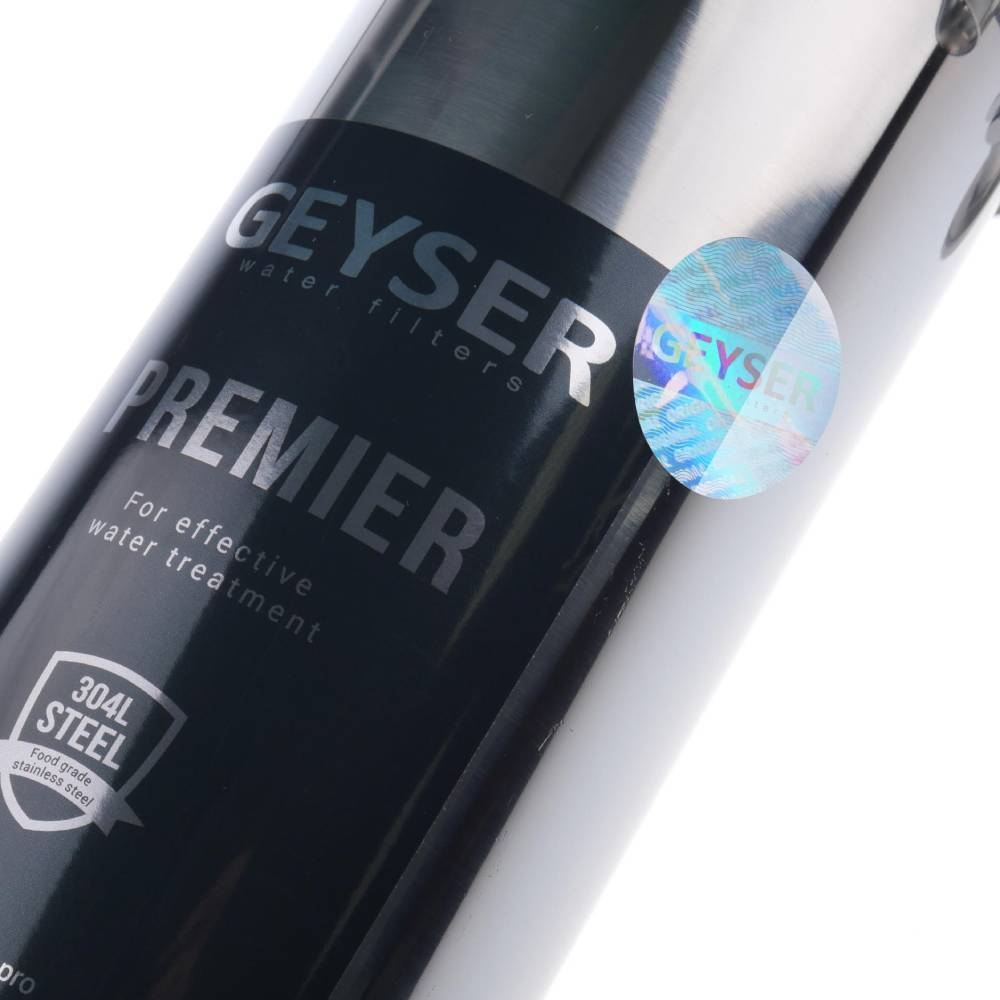 Корпус фильтра Гейзер премьер 10SL 3/4 нерж. сталь для хол. и горячей воды со сливом 3/4