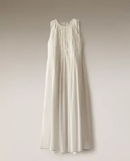 ZARA HOME ПЛЯЖНОЕ ПЛАТЬЕ МИДИ С ЗАЩИПАМИ, ЭКРЮ